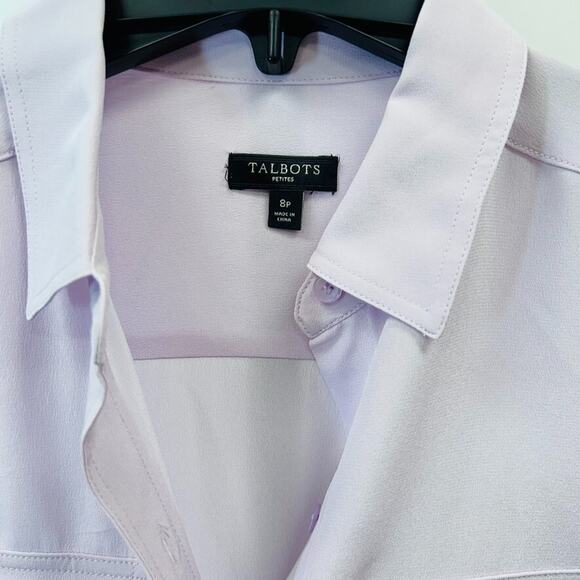 Talbots Women’s Button Down Blouse Shirt Size 8 in Purple Petite Long Sleeve - Picture 2 of 4